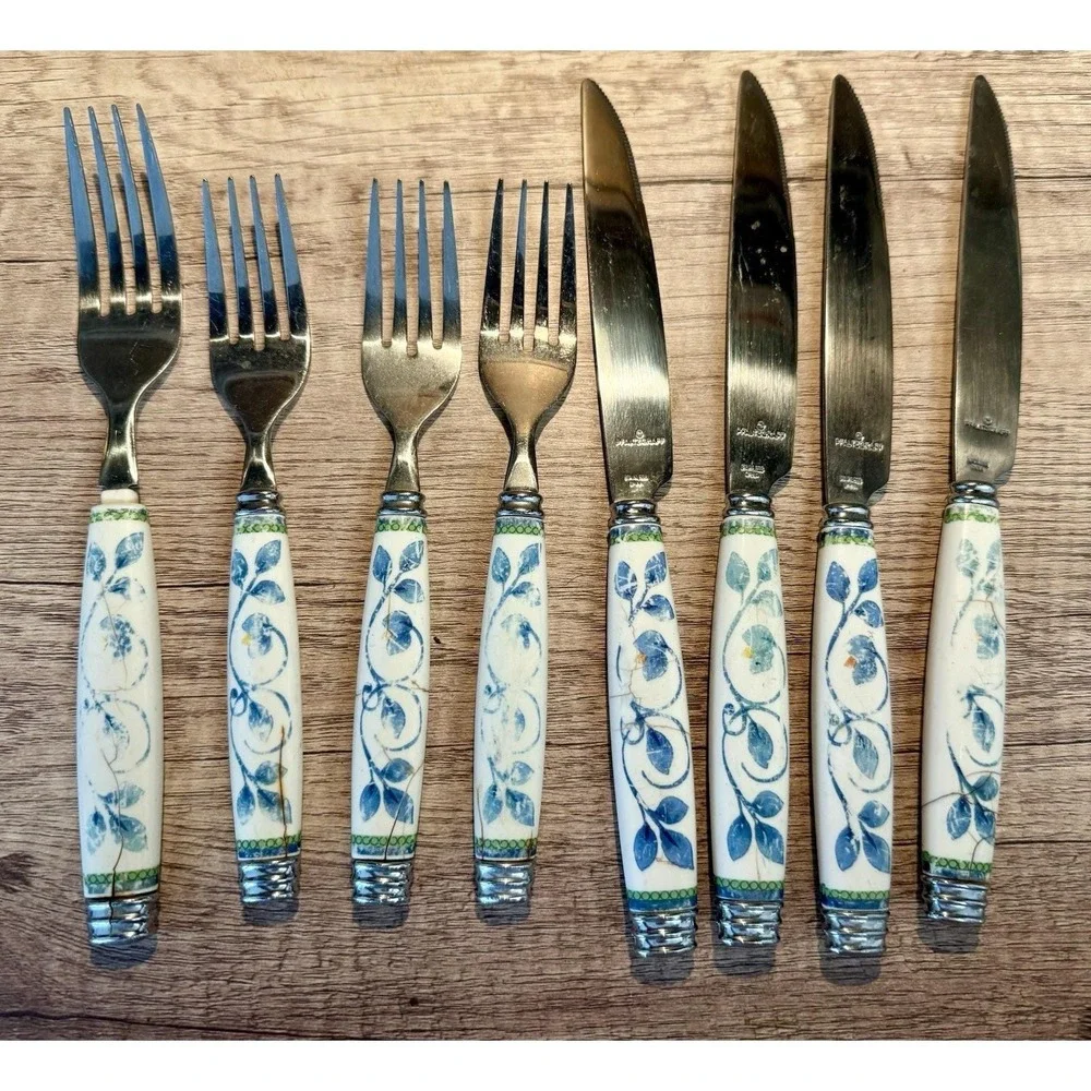 Pfaltzgraff USA ORLEANS 3 Salad Fork 4 Knives 1 Dinner Fork Vintage